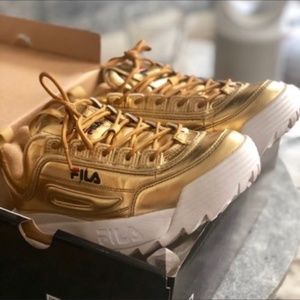 FILA Disruptor II Premium Metallic Gold Size 9